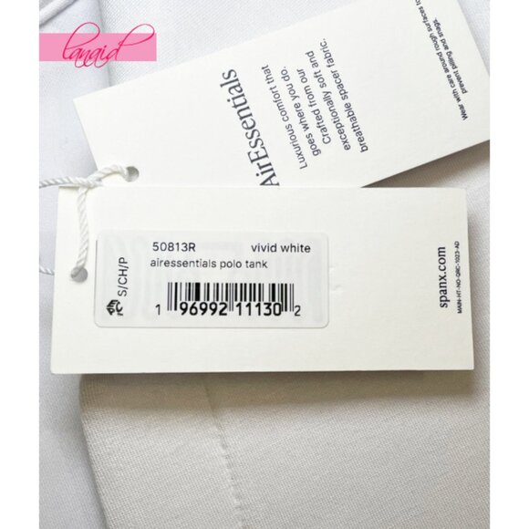 Spanx AirEssentials Polo Tank Vivid White V-Neck Sleeveless Collared Blouse Top - Picture 9 of 12